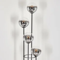 hofstein Koyoto Lampadaire 25 cm Bois clair, Noir, 4 lumières