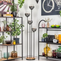 hofstein Koyoto Lampadaire 25 cm Bois clair, Noir, 4 lumières