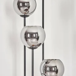 Suspension Verre Fumé-hofstein Koyoto Lampadaire 30 cm Bois clair, Noir, 4 lumières