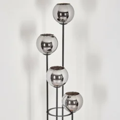 Suspension Verre Fumé-hofstein Koyoto Lampadaire 30 cm Bois clair, Noir, 4 lumières