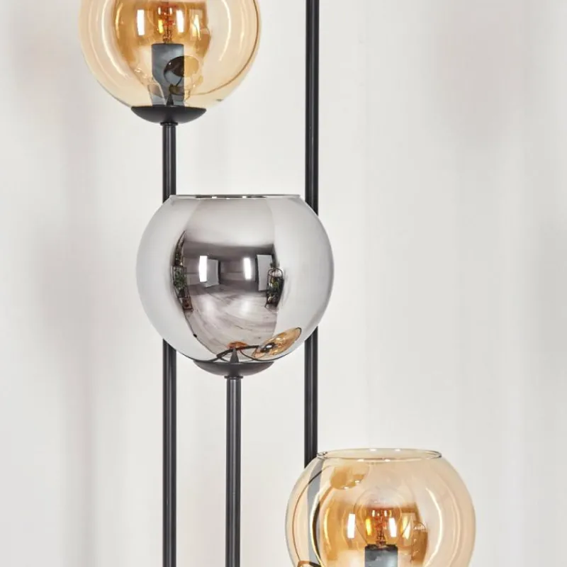 hofstein Koyoto Lampadaire 30 cm Bois clair, Noir, 4 lumières