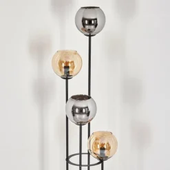 hofstein Koyoto Lampadaire 30 cm Bois clair, Noir, 4 lumières