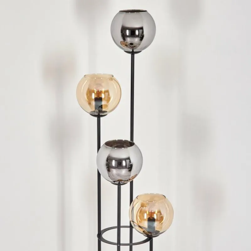 hofstein Koyoto Lampadaire 30 cm Bois clair, Noir, 4 lumières