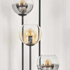 hofstein Koyoto Lampadaire 30 cm Bois clair, Noir, 4 lumières