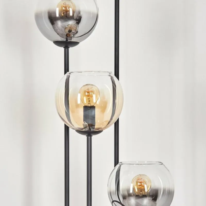 hofstein Koyoto Lampadaire 30 cm Bois clair, Noir, 4 lumières