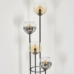 hofstein Koyoto Lampadaire 30 cm Bois clair, Noir, 4 lumières