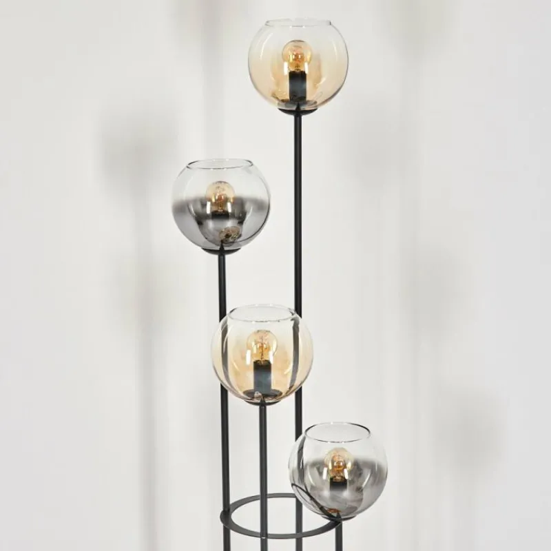 hofstein Koyoto Lampadaire 30 cm Bois clair, Noir, 4 lumières