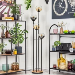 hofstein Koyoto Lampadaire 30 cm Bois clair, Noir, 4 lumières