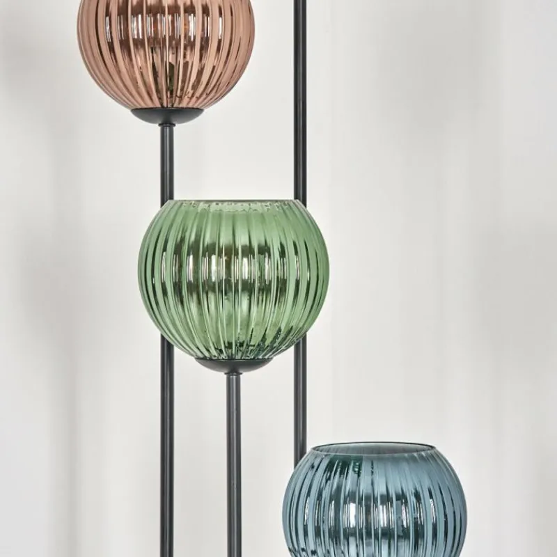 hofstein Koyoto Lampadaire 30 cm Bois clair, Noir, 4 lumières