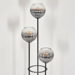 Suspension Verre Fumé-hofstein Koyoto Lampadaire 30 cm Bois foncé, Noir, 3 lumières