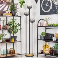 Suspension Verre Fumé-hofstein Koyoto Lampadaire 30 cm Bois foncé, Noir, 3 lumières