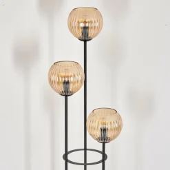 hofstein Koyoto Lampadaire 30 cm Bois foncé, Noir, 3 lumières