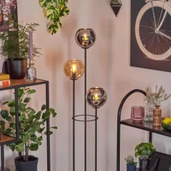 hofstein Koyoto Lampadaire 30 cm Bois clair, Noir, 3 lumières