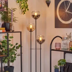hofstein Koyoto Lampadaire 30 cm Bois clair, Noir, 3 lumières