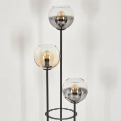 hofstein Koyoto Lampadaire 30 cm Bois clair, Noir, 3 lumières