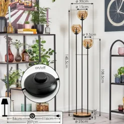 hofstein Koyoto Lampadaire 25 cm Bois clair, Noir, 3 lumières