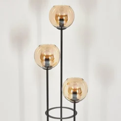 hofstein Koyoto Lampadaire 25 cm Bois clair, Noir, 3 lumières