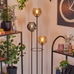 hofstein Koyoto Lampadaire 25 cm Bois clair, Noir, 3 lumières