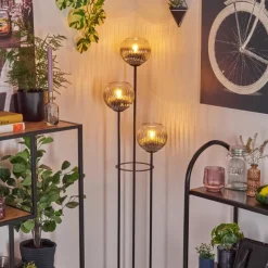 hofstein Koyoto Lampadaire 30 cm Bois clair, Noir, 3 lumières