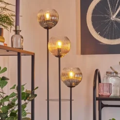 hofstein Koyoto Lampadaire 30 cm Bois clair, Noir, 3 lumières