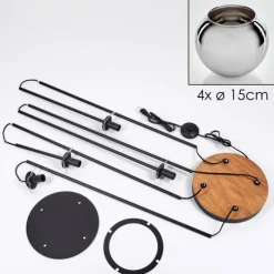 Suspension Verre Fumé-hofstein Koyoto Lampadaire 30 cm Bois foncé, Noir, 4 lumières