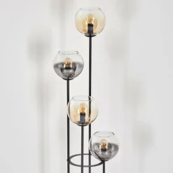 hofstein Koyoto Lampadaire 30 cm Bois foncé, Noir, 4 lumières