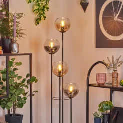 hofstein Koyoto Lampadaire 30 cm Bois foncé, Noir, 4 lumières