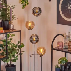 hofstein Koyoto Lampadaire 30 cm Bois foncé, Noir, 4 lumières