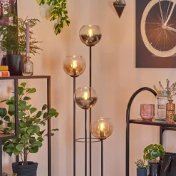 hofstein Koyoto Lampadaire 30 cm Bois foncé, Noir, 4 lumières