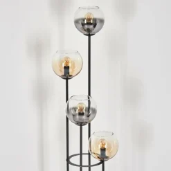 hofstein Koyoto Lampadaire 30 cm Bois foncé, Noir, 4 lumières
