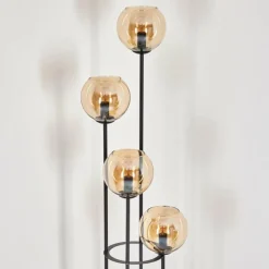 hofstein Koyoto Lampadaire 30 cm Bois foncé, Noir, 4 lumières