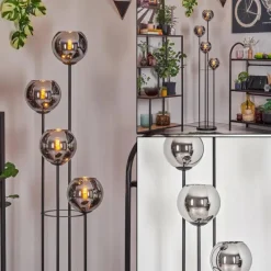 hofstein Koyoto Lampadaire 30 cm Chrome, Fumé, 4 lumières