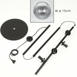 hofstein Koyoto Lampadaire 31 cm Clair, Fumé, 4 lumières