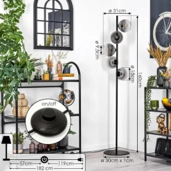 hofstein Koyoto Lampadaire 33 cm Clair, Fumé, 5 lumières