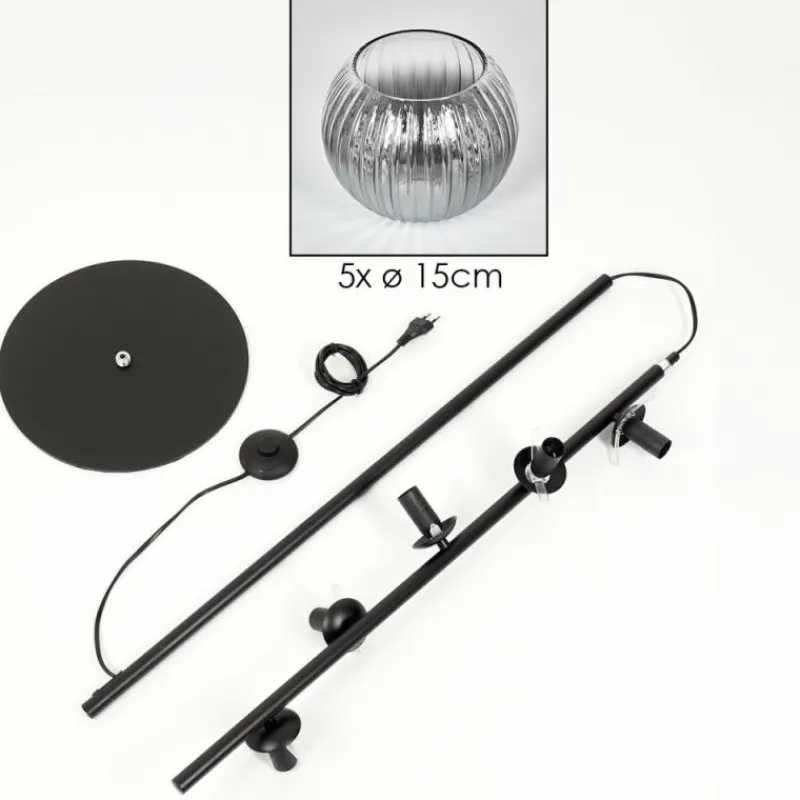 hofstein Koyoto Lampadaire 33 cm Clair, Fumé, 5 lumières