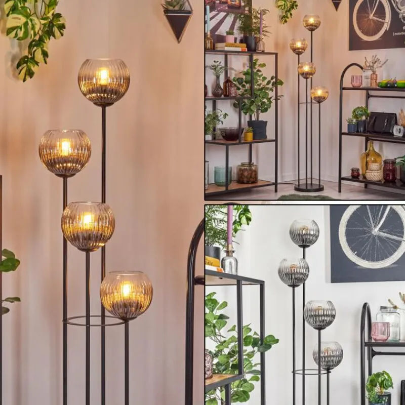 hofstein Koyoto Lampadaire 30 cm Clair, Fumé, 4 lumières
