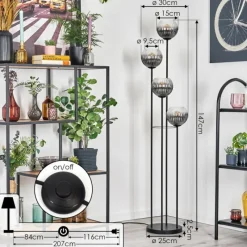 hofstein Koyoto Lampadaire 30 cm Clair, Fumé, 4 lumières