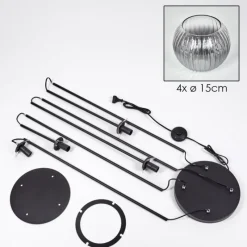 hofstein Koyoto Lampadaire 30 cm Clair, Fumé, 4 lumières