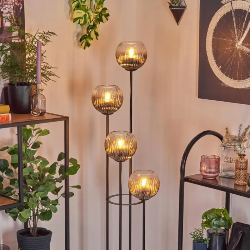 hofstein Koyoto Lampadaire 30 cm Clair, Fumé, 4 lumières
