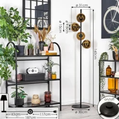 hofstein Koyoto Lampadaire 31 cm Or, 4 lumières