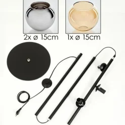 hofstein Koyoto Lampadaire Ambre, Chrome, Fumé, 3 lumières