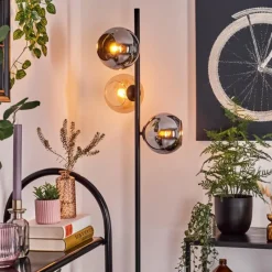 hofstein Koyoto Lampadaire Ambre, Chrome, Fumé, 3 lumières