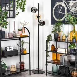 hofstein Koyoto Lampadaire Ambre, Chrome, Fumé, 3 lumières