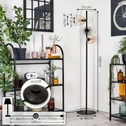 hofstein Koyoto Lampadaire Ambre, Clair, Fumé, 3 lumières