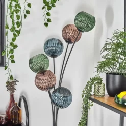 Lampes À Boules-hofstein Koyoto Lampadaire Bleu, Vert, Cuivré, 6 lumières