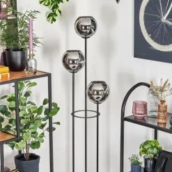 hofstein Koyoto Lampadaire Bois clair, Noir, 3 lumières