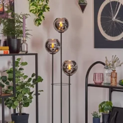 hofstein Koyoto Lampadaire Bois clair, Noir, 3 lumières