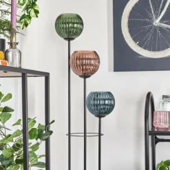 Lampes À Boules-hofstein Koyoto Lampadaire Bois clair, Noir, 3 lumières