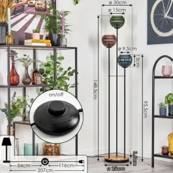 Lampes À Boules-hofstein Koyoto Lampadaire Bois clair, Noir, 3 lumières