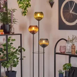 Lampes À Boules-hofstein Koyoto Lampadaire Bois clair, Noir, 3 lumières